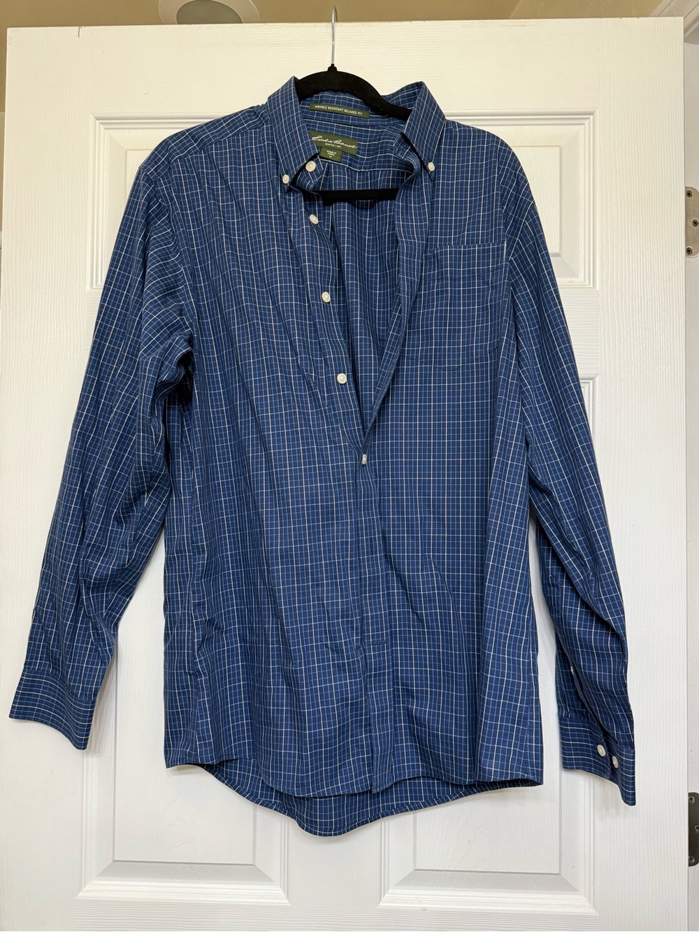 Eddie Bauer Navy Blue Plaid Button-Down Shirt